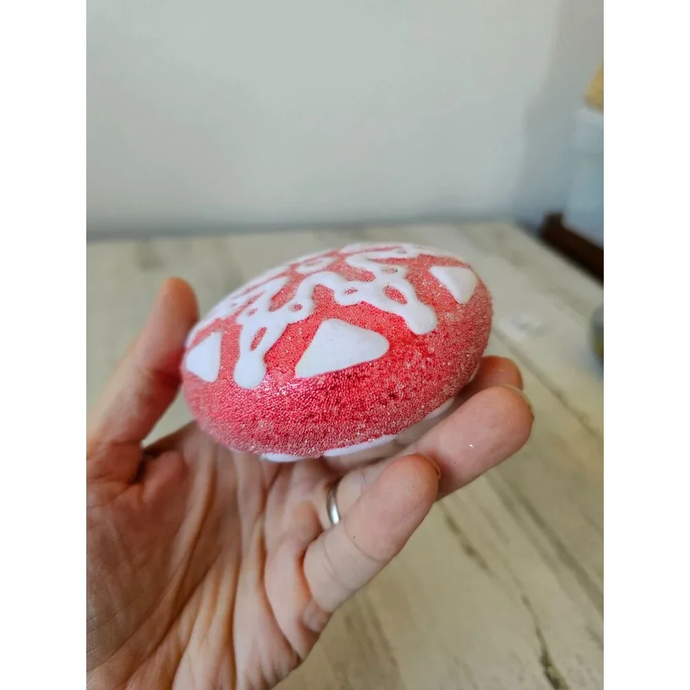 Sugared snowflake red velvet glass ornament unique‎ Xmas tree